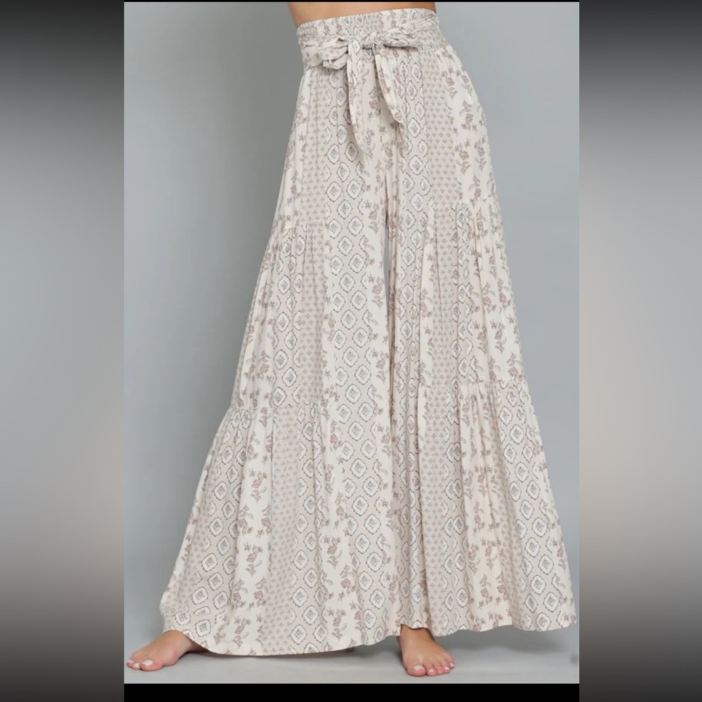 Floral Patterned Cream Maxi Skirt